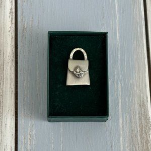 Beautiful Vintage Pewter Handbag Purse Tac Lapel Pin